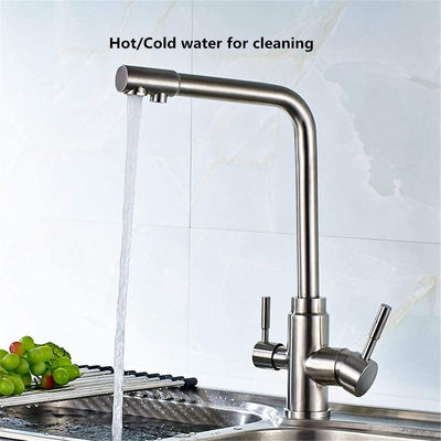 3 در 1 تصفیه کننده آب شیر مس فلز ضد زنگ H330 XW200mm عرشه نصب شده